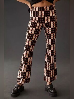 Maeve The Margot Kick-Flare Crop Pants Retro Geometric Dots